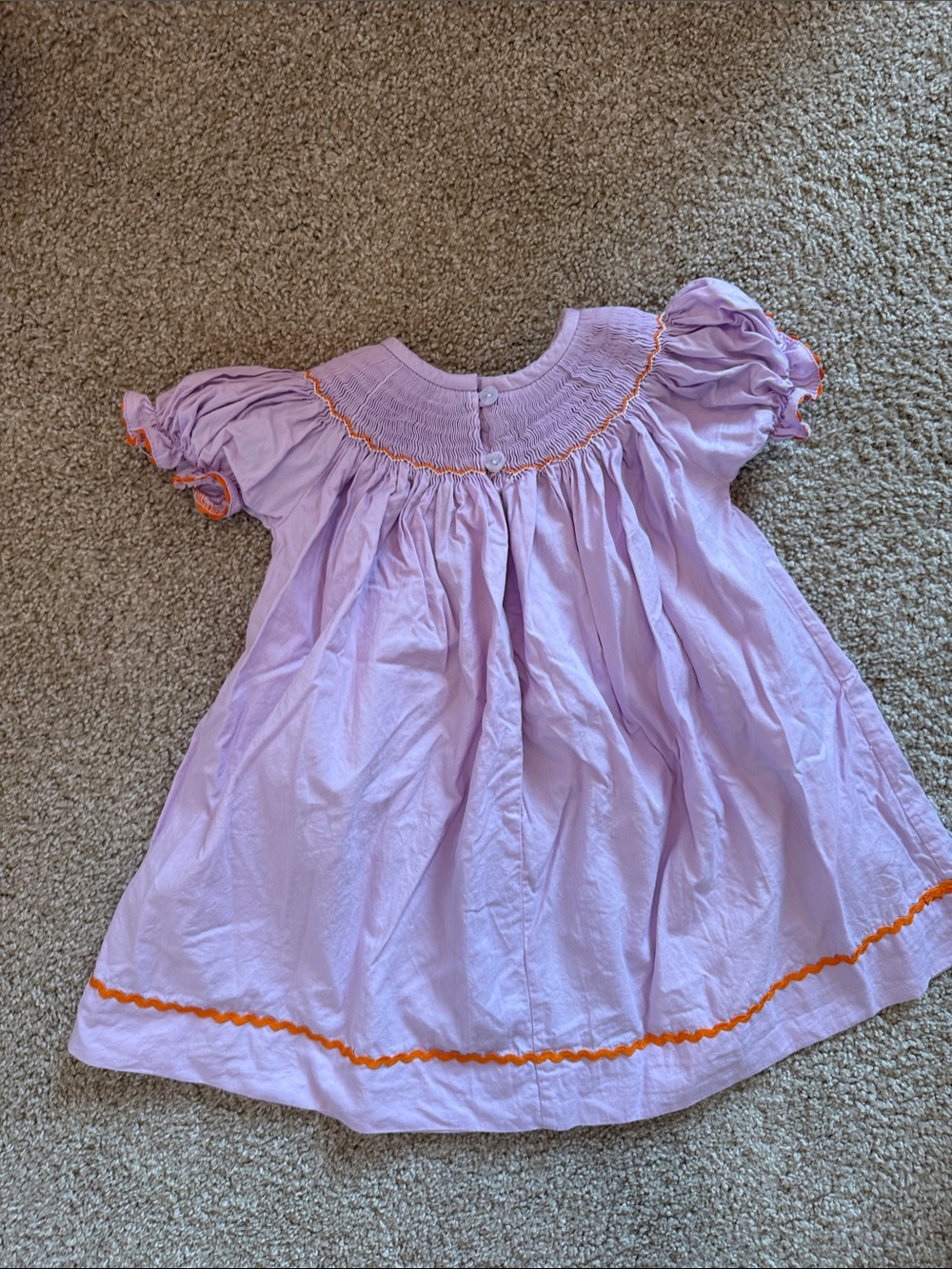 12M Lilac Smocked Girls' Dress with Halloween Ghost Embroidery - Picture 2 of 4